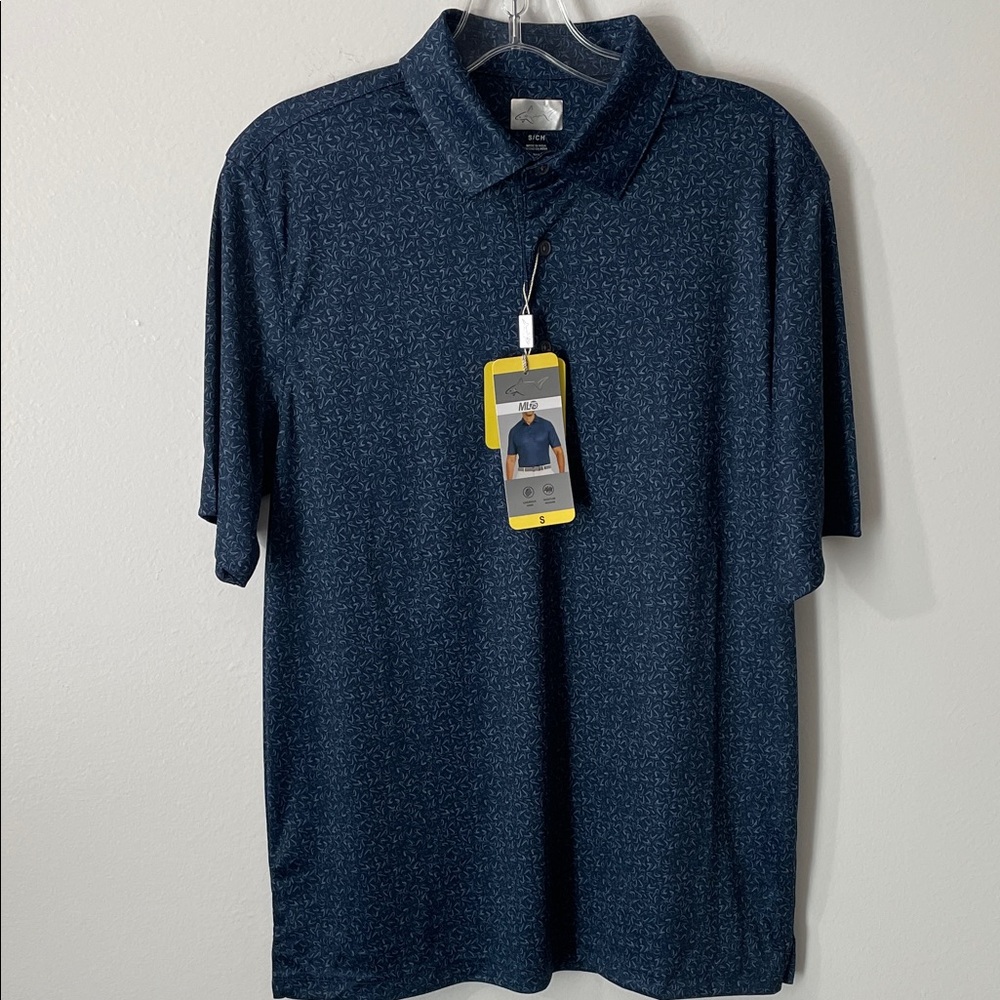 Greg Norman Men's ML75 Short Sleeve 3 Buttons Shirt, Navy, Size S / Z5